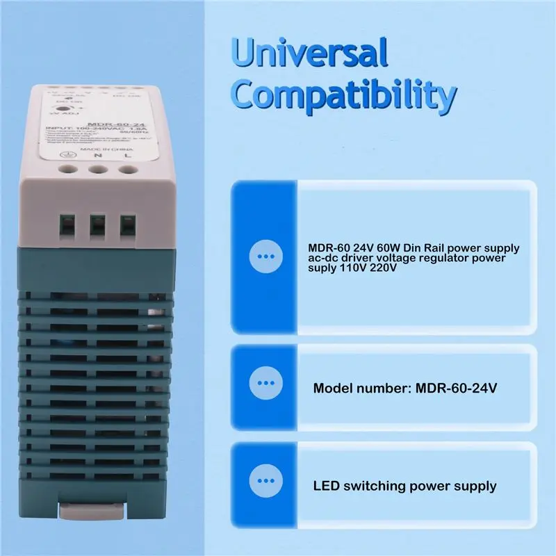 #84J MDR-60 24V 60W Din Rail power supply ac-dc driver voltage regulator,LED switching power supply,(ABS+ electronic components)
