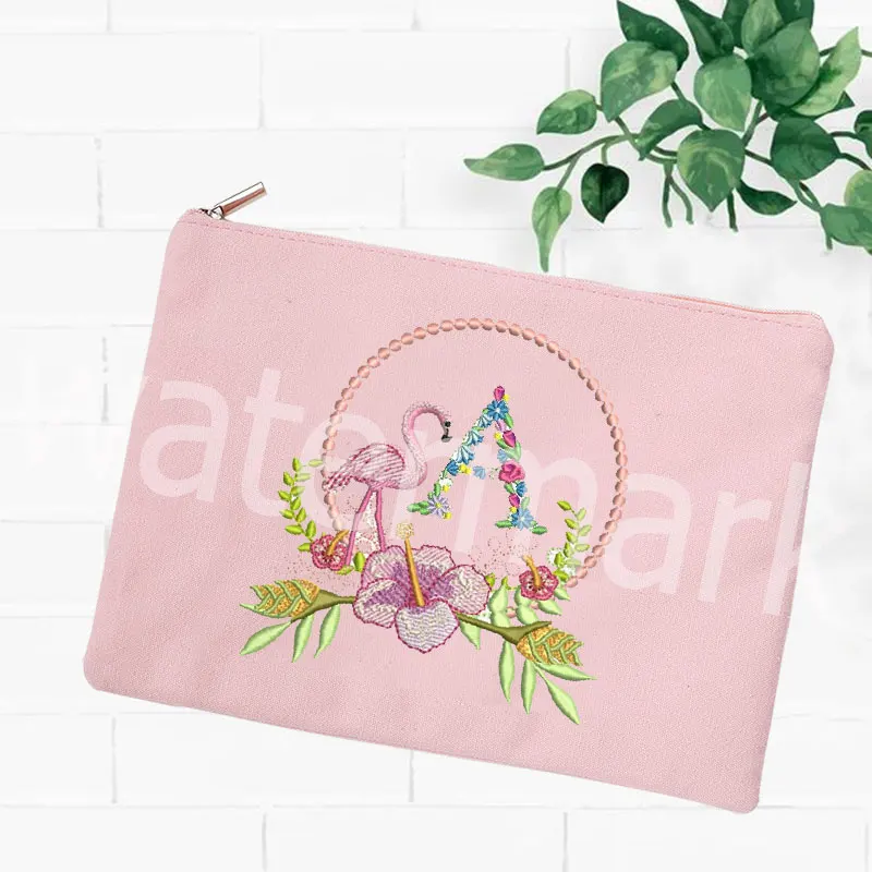 Tas kosmetik wanita, Organizer perlengkapan mandi Flamingo bunga wanita casing penyimpanan organizer tas Makeup kantong perjalanan luar ruangan gadis