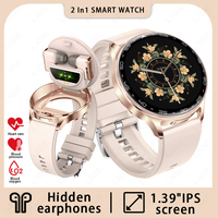Smart Watch with Earbuds 1.39 inch Fitness Watch 2 in 1 Calories Sleep Monitor Heart Rate Blood Pressure Monitor Bluetooth Watch