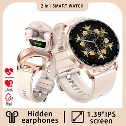 Smart Watch with Earbuds 1.39 inch Fitness Watch 2 in 1 Calories Sleep Monitor Heart Rate Blood Pressure Monitor Bluetooth Watch