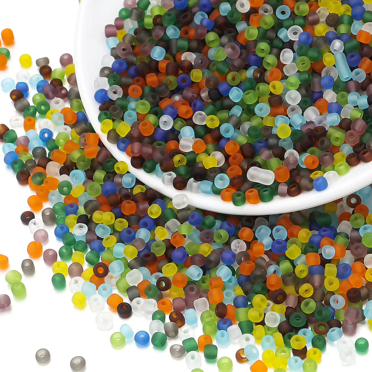 20g/lot Matte Glass Seed Beads Solid Color Frosted Loose Spacer Rice Bead for DIY Necklace Bracelet Jewelry Beaded Material