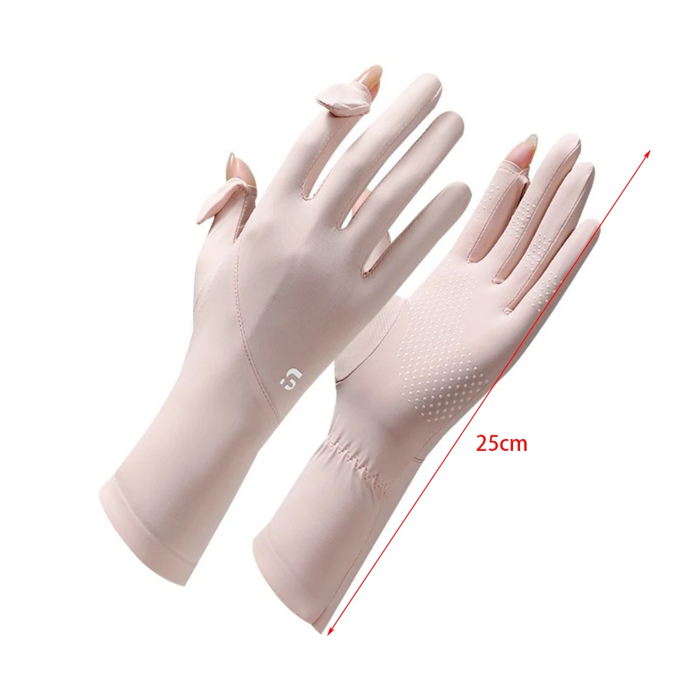 جديد شاشة تعمل باللمس قفازات الحرير الجليد الوجه فنجر المضادة للأشعة فوق البنفسجية ركوب القيادة قفازات تطول تنفس القيادة القفازات للجنسين