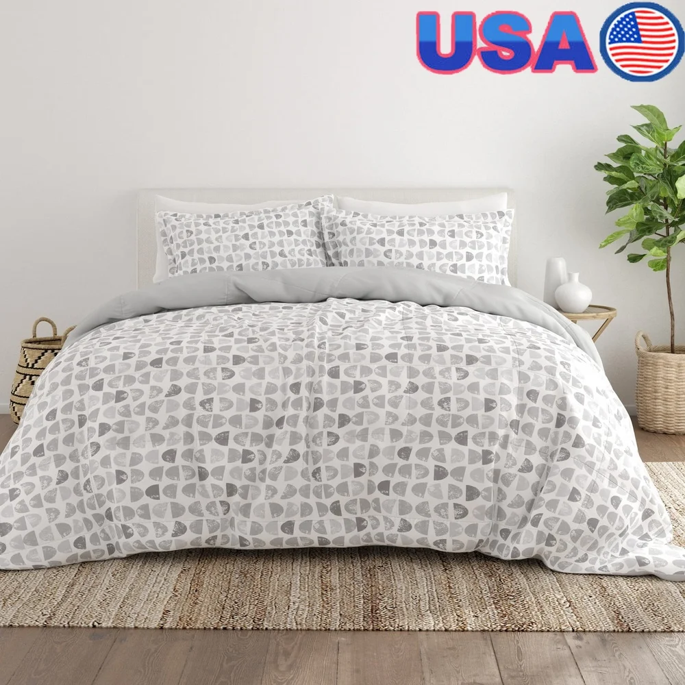 

3 Piece King Cal King Hypoallergenic Down Alternative Comforter Set Lightweight Soft Microfiber Cozy Bedding All Season