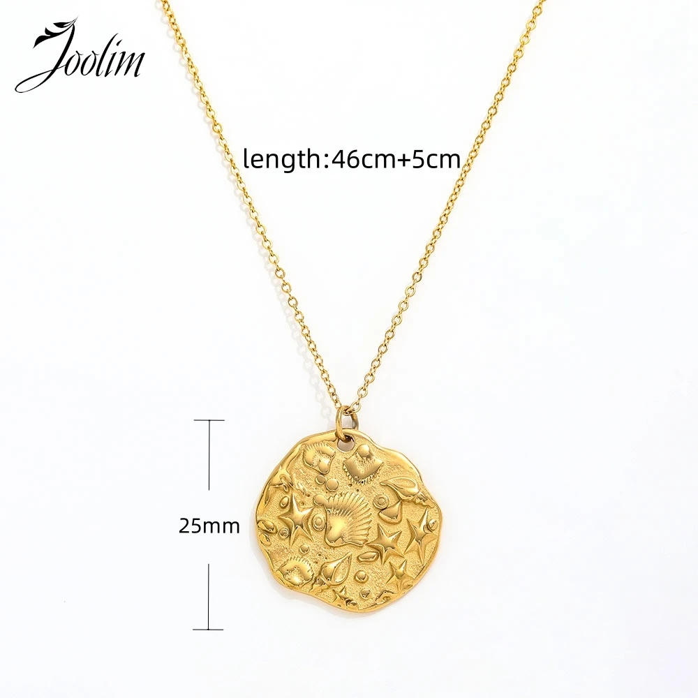 Joolim Jewelry Wholesale No Fade Fashion Vivid Sea Shell Star Conch Irregular Round Pendant Stainless Steel Necklace for Women