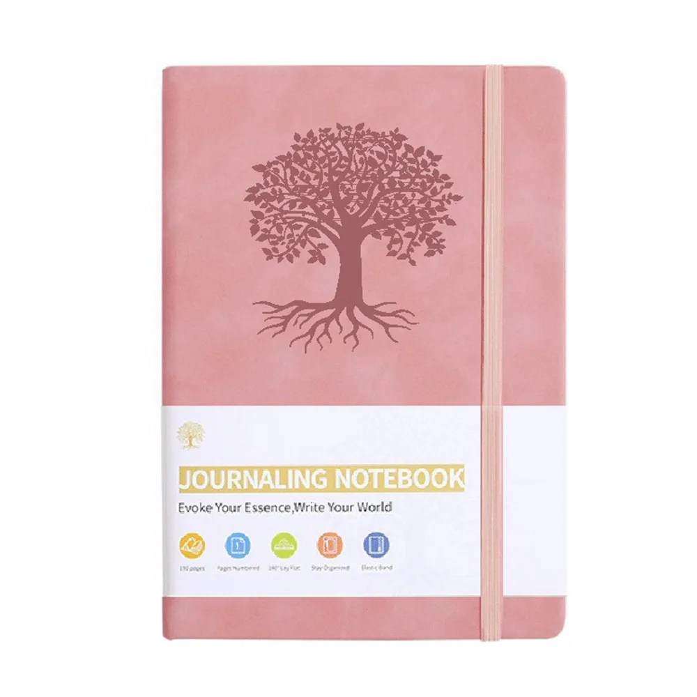 Einfaches Tagebuch-Notizbuch, PU-Leder, einfarbig, A5-Taschen-Notizblock mit elastischem Riemen, verdicktes Schreibnotizbuch