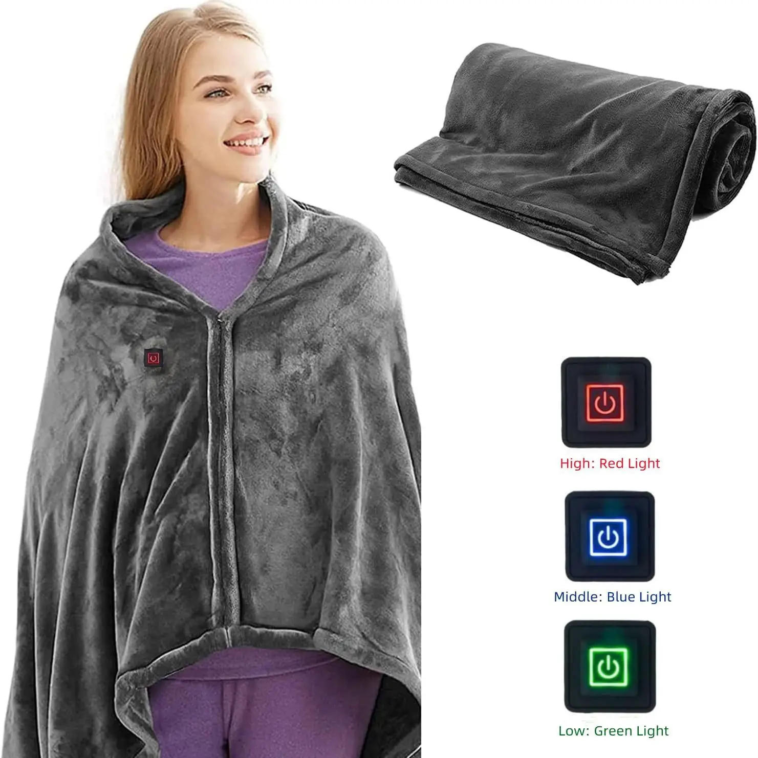 

Winter electric blanket USB charging heating blanket heating shoulder and neck heating shawl office lunch break warm cold cloak