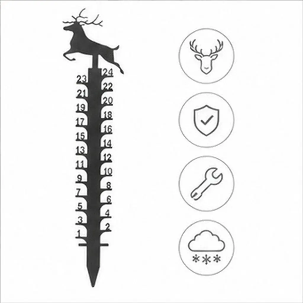 Snow Gauge Garden Yard Metal Christmas Decor Outdoor Lawn Scene Decoration Ground Insert Christmas Snow Gauge Garden Stake
