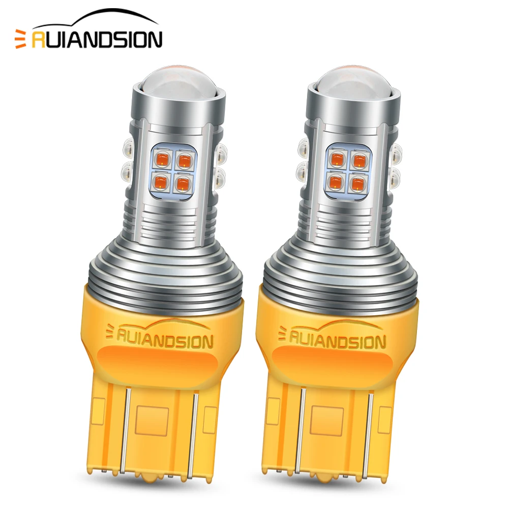 

2PCS 7443 T20 LED Canbus Error Free Car Turn Signal Light Brake Tail Reverse Lamp XBD Chip 10-30V Fit 12V 24V For Auto Truck SUV