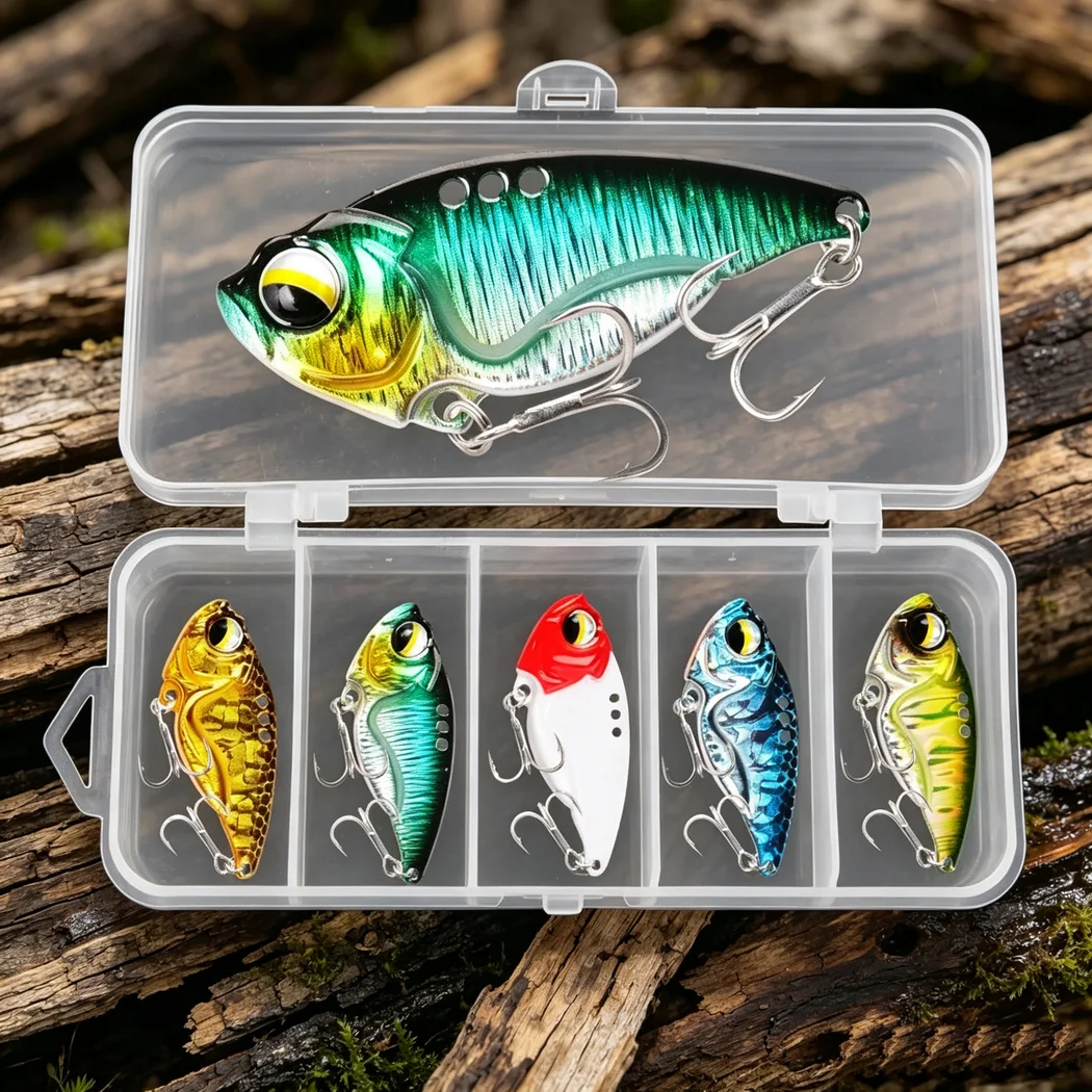 Saltwater Fishing Hook - 5個入り/箱 VIBフィッシングルアー スプーン ウォブルルアー ベイトのようなアクション シャープジグフック