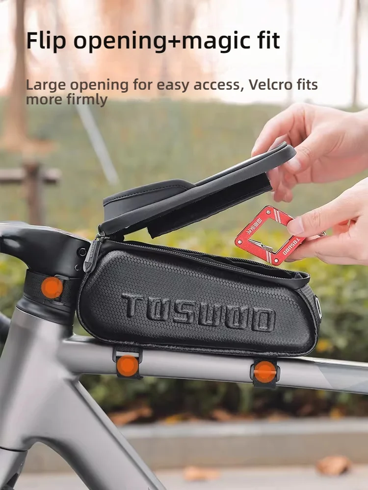 TOSUOD Bicycle Bag Cycling Top Front Tube Frame Bag Waterproof 8 Inches Phone Case Storage Touch Screen MTB Road Bike Bag