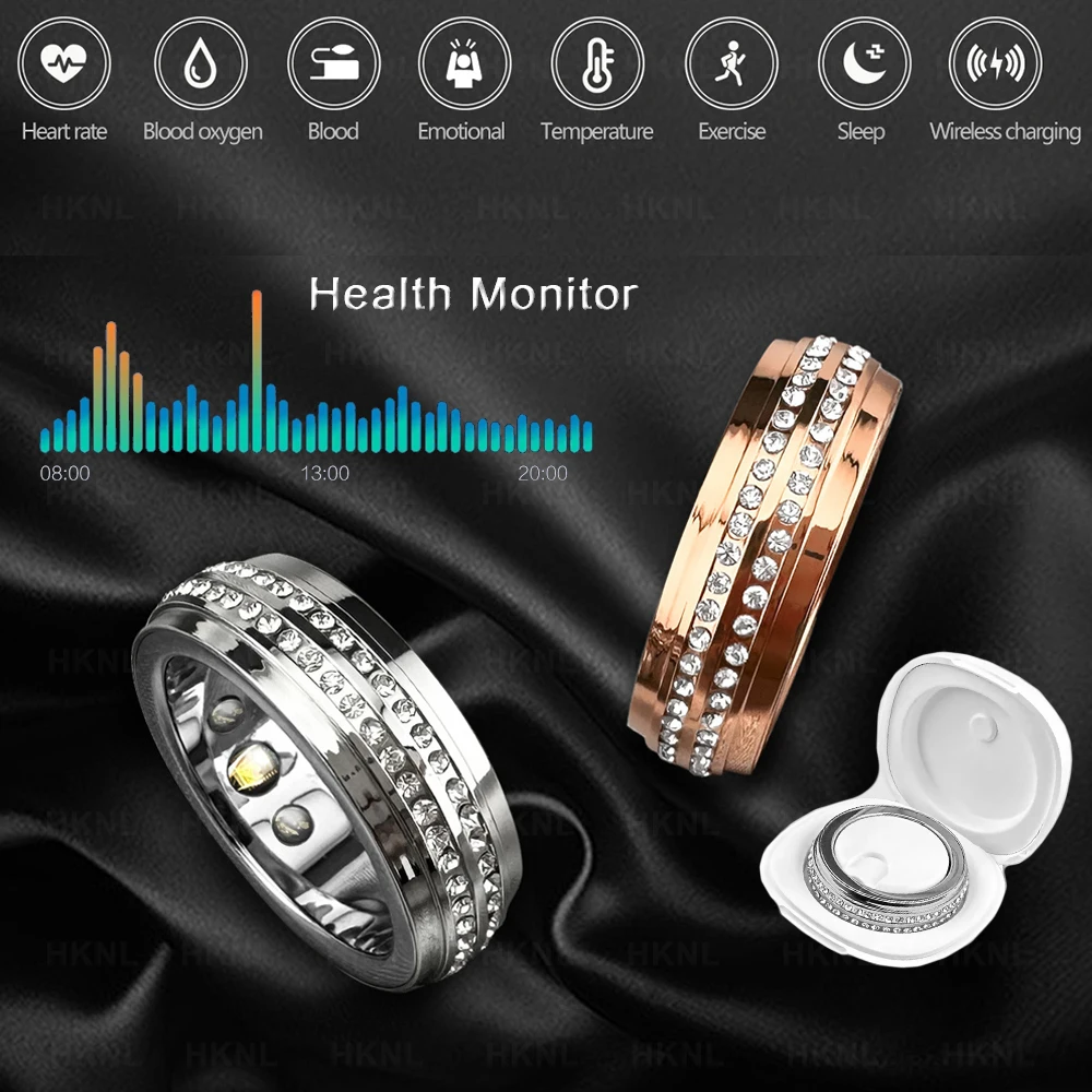 2024 Smart Ring Men Titanium Steel Shell Health Monitoring 3ATM Waterproof 100+ Sport Modes Smartring Women ring For Android IOS