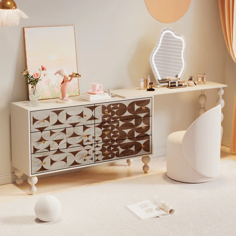 Cream Style Chest of Drawers Bedroom Dresser Curio Household Living Room Aisle Entrance