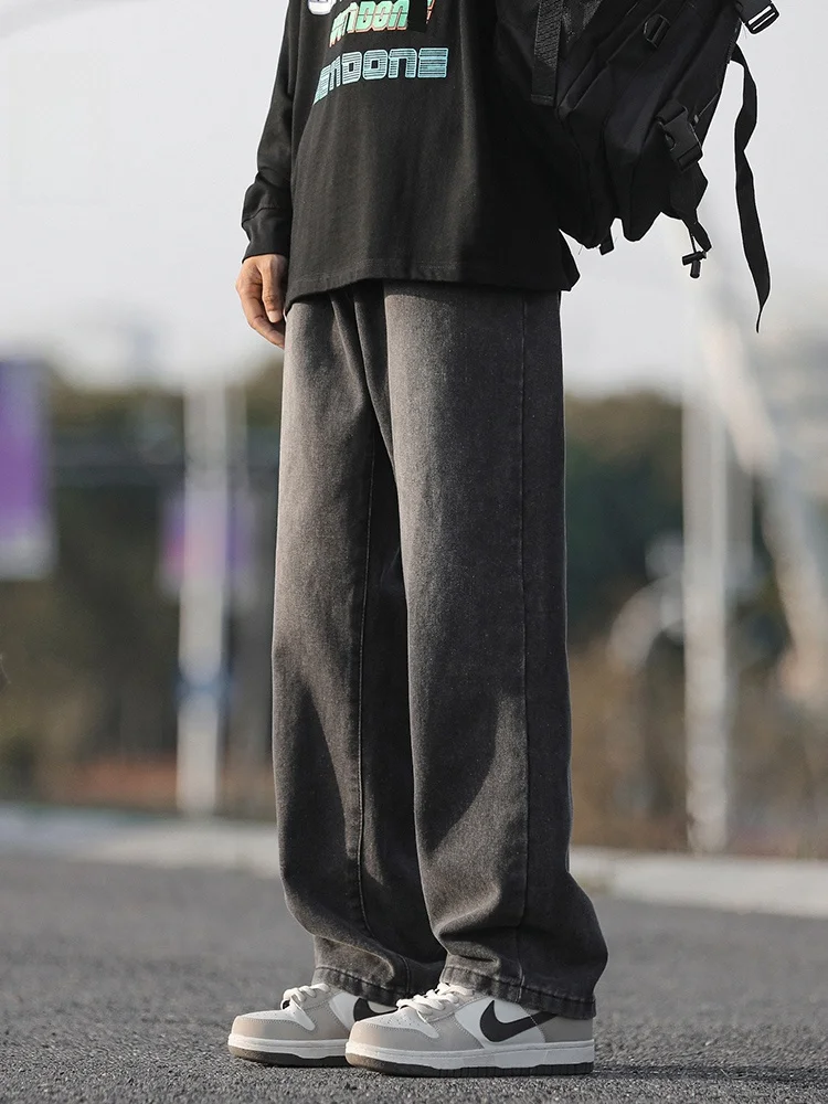 

American Sle Loose Straight Leg Men's Jeans Bla Summer New Trend Brand Casual Wide Leg Pants Comfortable Cotton Denim