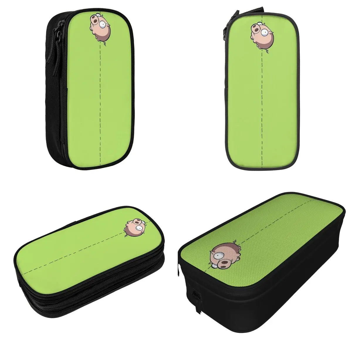 Invader Zim Gir Dib Green Cute Dib Robot Pencil Case Fun Pen Box Bag Student Large Storage School Supplies Cosmetic Pencilcases