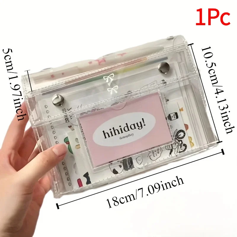 1Pc 4-Layer PVC Transparent Makeup Bag, Travel Toiletry Organizer & Multi-Purpose Pencil Case For Students.
