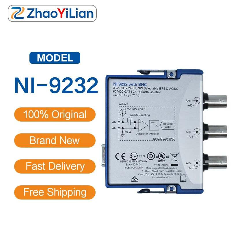 For NI NI-9232 C Series Sound Vibration Input Module 3 Channel 102.4kS/s IEPE TEDS Sensor Data Acquisition Card