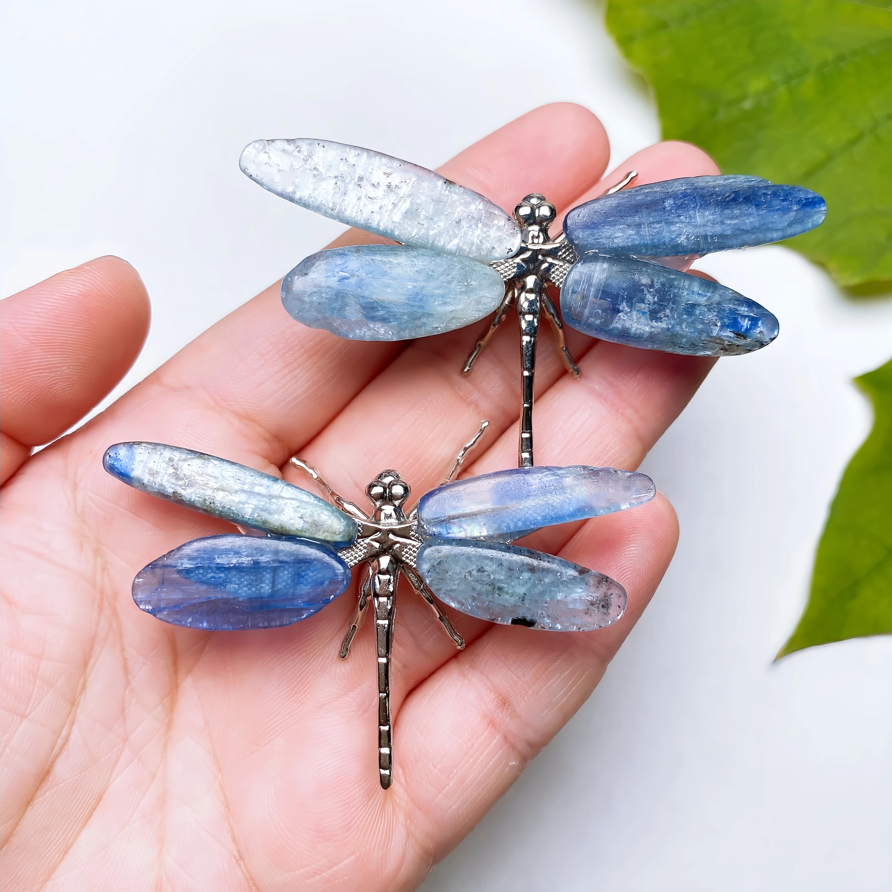 Natural Blue Kyanite Dragonfly Figurine Crystal Stone spar crafts Butterfly Reiki Healing Mineral Home Decoration Chakra Gift