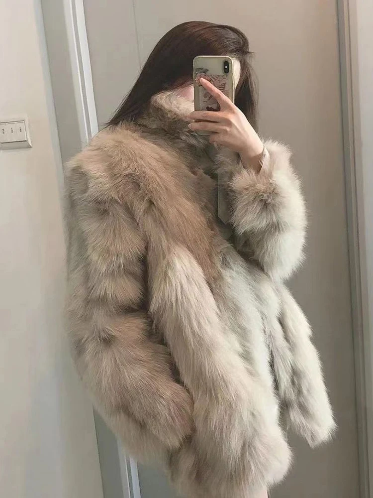 

Large Size Winter New Luxury Temperament One Piece Lmitation Grass Fox Fur Coat Women Small Fragrant Style Thick Jacket