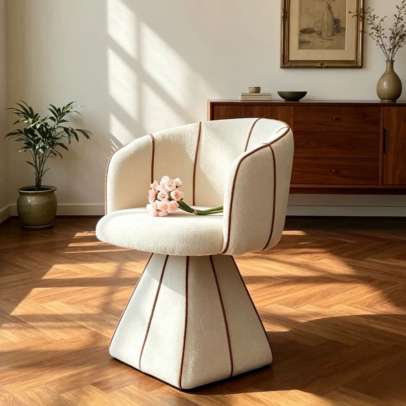 Girls Luxury Vanity Stool Rotatable Dresser Modern Beige Vanity Stool Beauty Design Muebles Para Dormitorio Furniture Bedroom