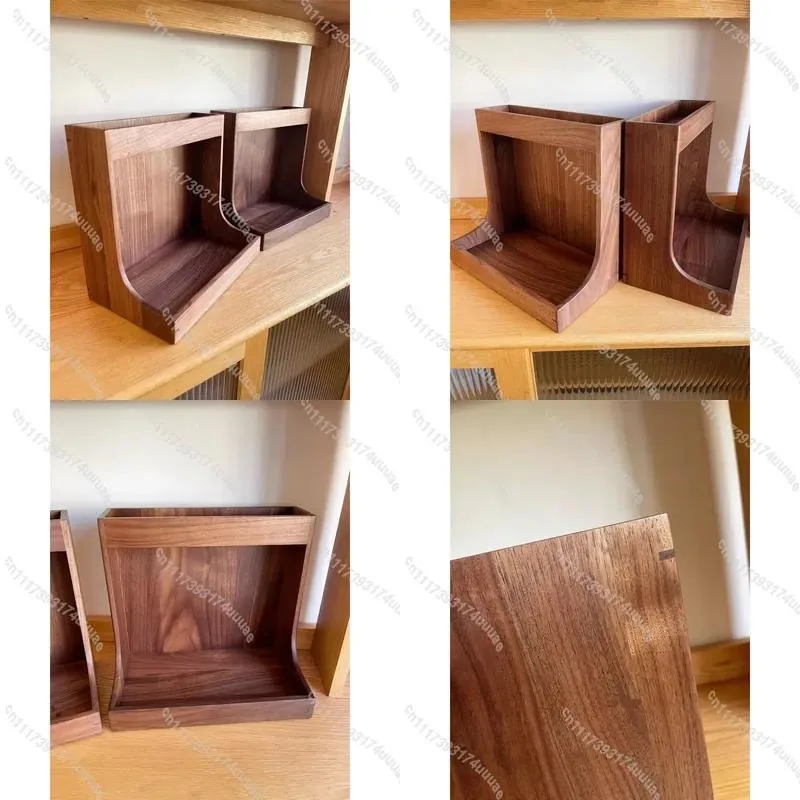For Two Layer Black Walnut Cosmetic Box Solid Wood Desktop Organizer Home Utility Storage Holder Tabletop Jewelry Makeup