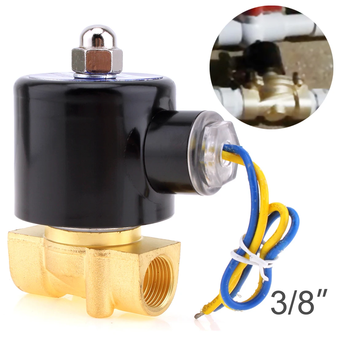 

Brass 3/8 DC 12V Solenoid Valve NPT N/C Normally Closed 10 to100 Degrees Electric Valve for Water Oil Air Diesel Gas Fuel