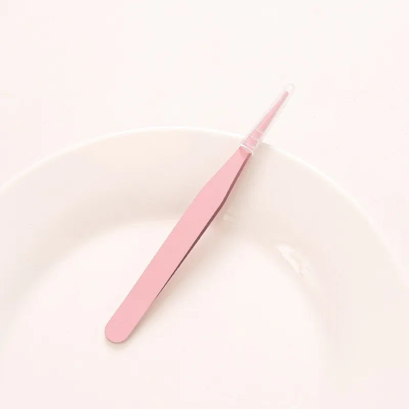 StudentDIYColor Pointed Elbow Clip Macaron Pink Eyelash Handmade Hand Account Tweezers Stainless Steel Tweezers