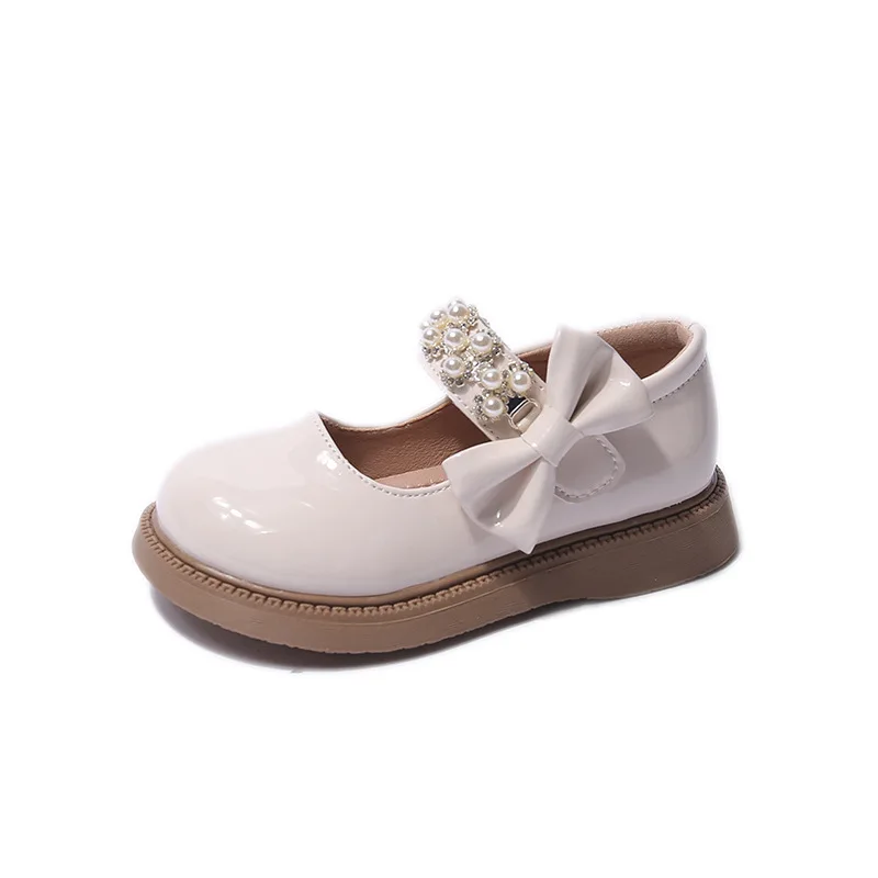 Girls' Shoes, Small Leather Shoes 2024 Spring and Autumn New British Style Soft Sole Single Shoes, Versatile Princess Shoes H081