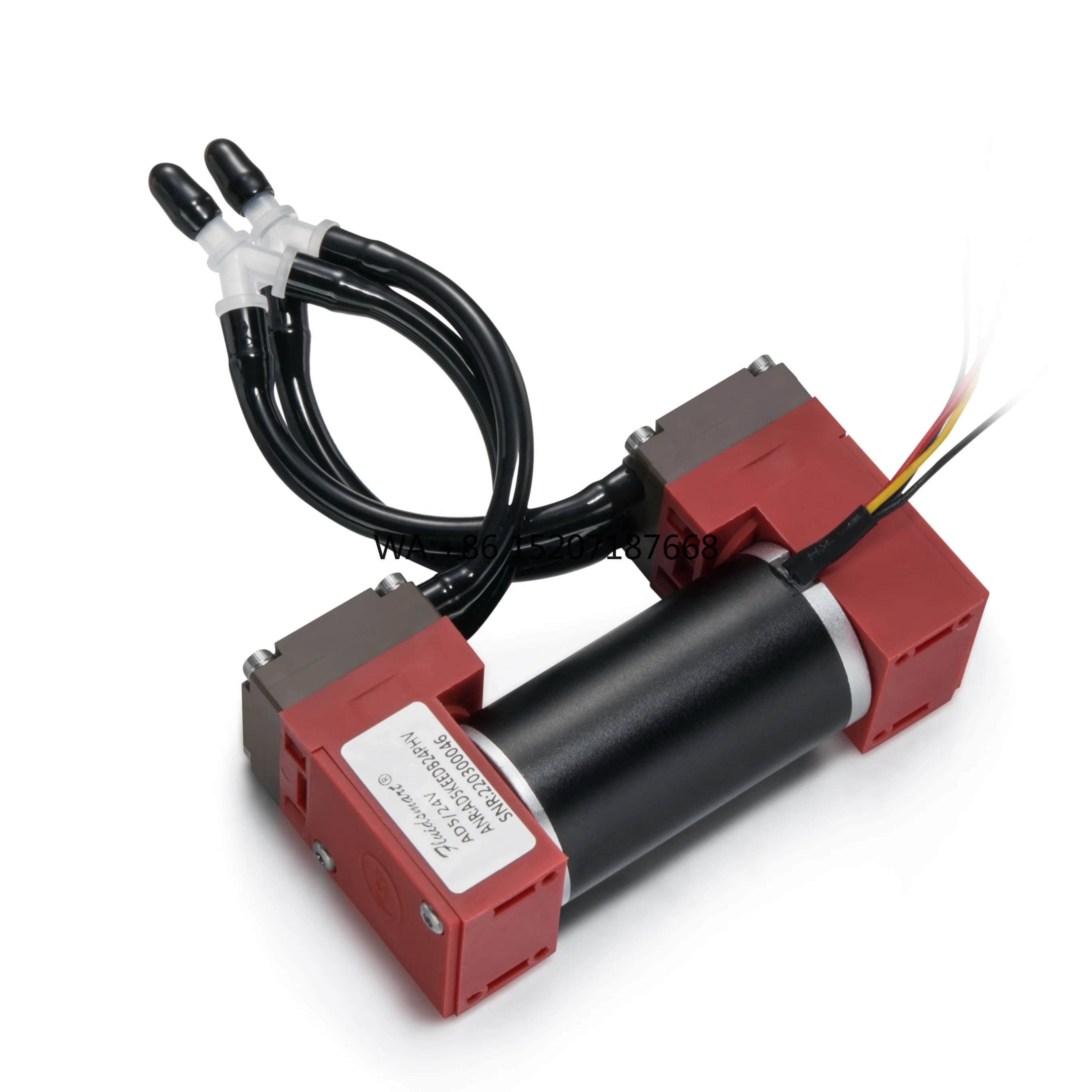 Bomba de aire de microdiafragma FKM anticorrosión sin aceite CC eléctrica compacta de doble cabezal de 12LPM con Motor sin escobillas para