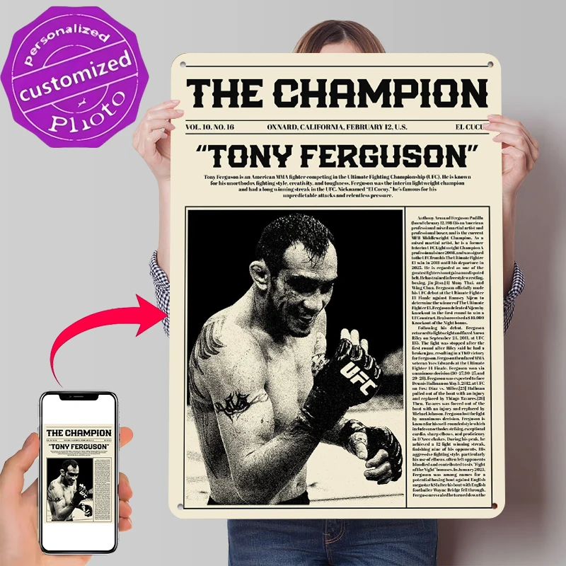 Tony Ferguson MMA Champion Metallposter, individuelle Wandkunst, Retro-Vintage-Blechschilder für die Raumdekoration, Dekorationsartikel für zu Hause