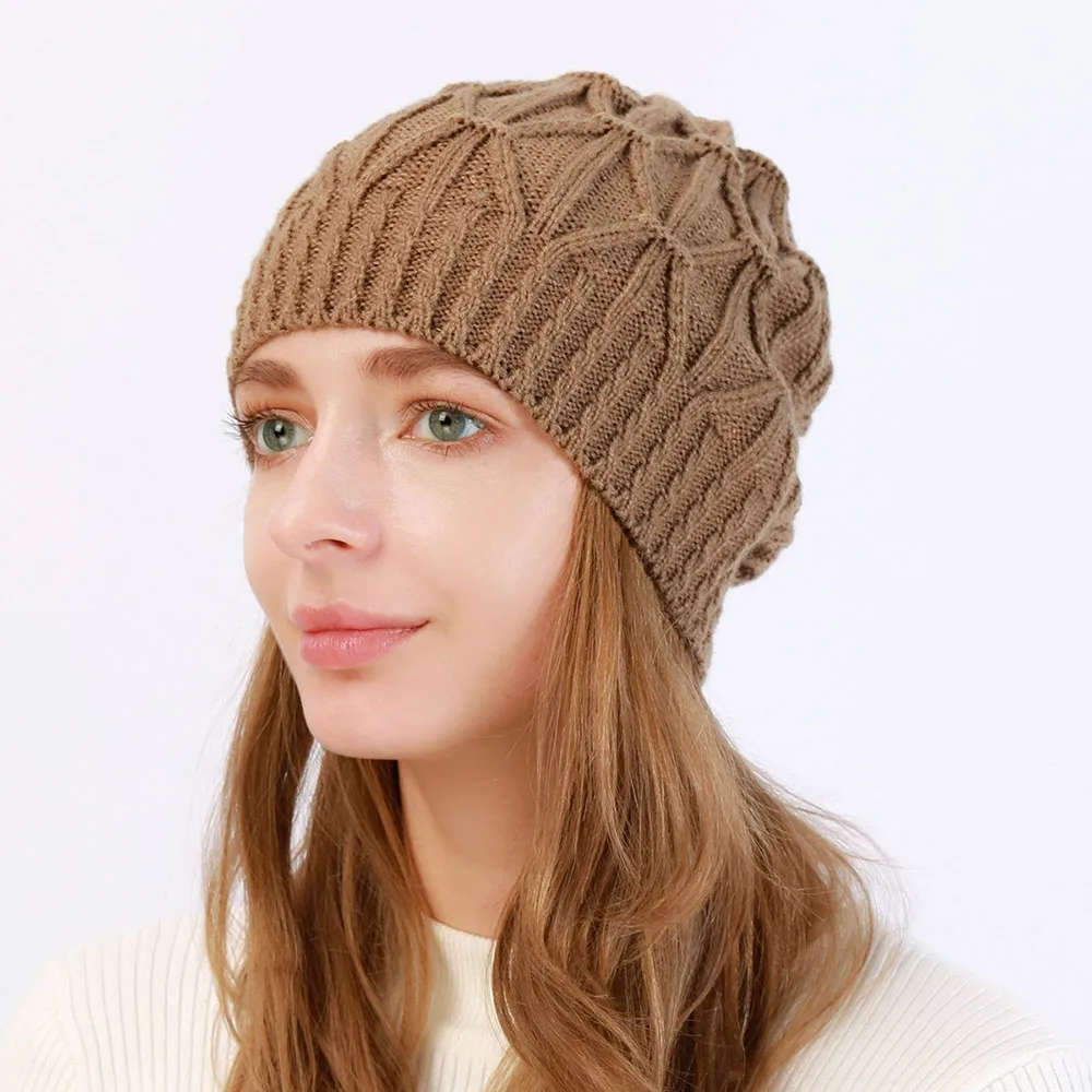 Winter Hats for Woman New Beanies Knitted Brown Cute Hat Girls Autumn Female Beanie Caps Warmer Bonnet Ladies Casual Cap