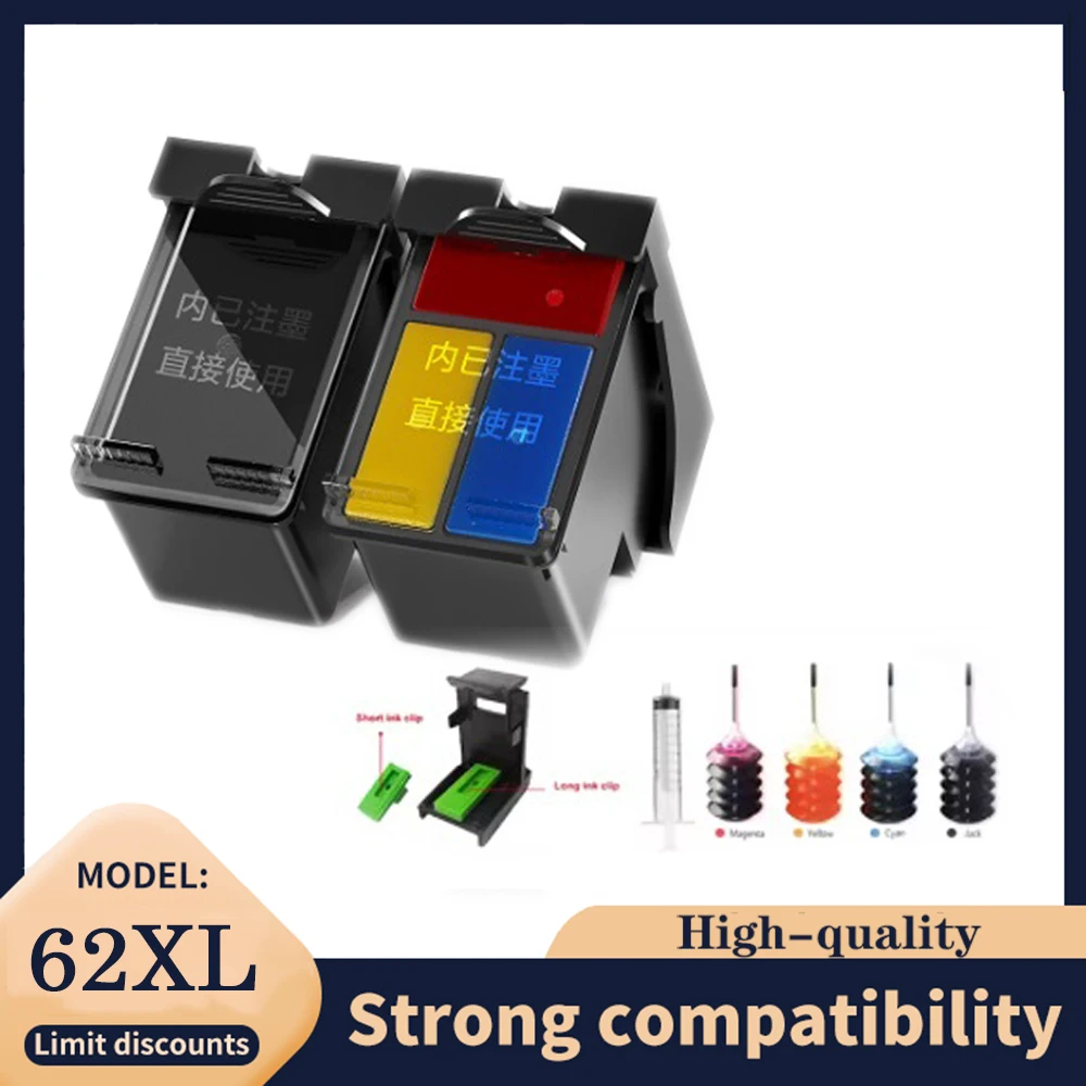 

vilaxh 62XL Ink Cartridge Compatible for HP 62 XL For HP62 Envy 5540 5640 7640 5646 5541 5740 5742 5745 200 250 7640 7644Printer