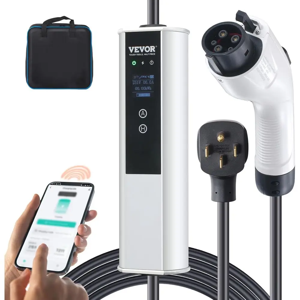

Adjustable 40A 240V Portable EV Charger with 25ft Cable and NEMA 14-50P Plug