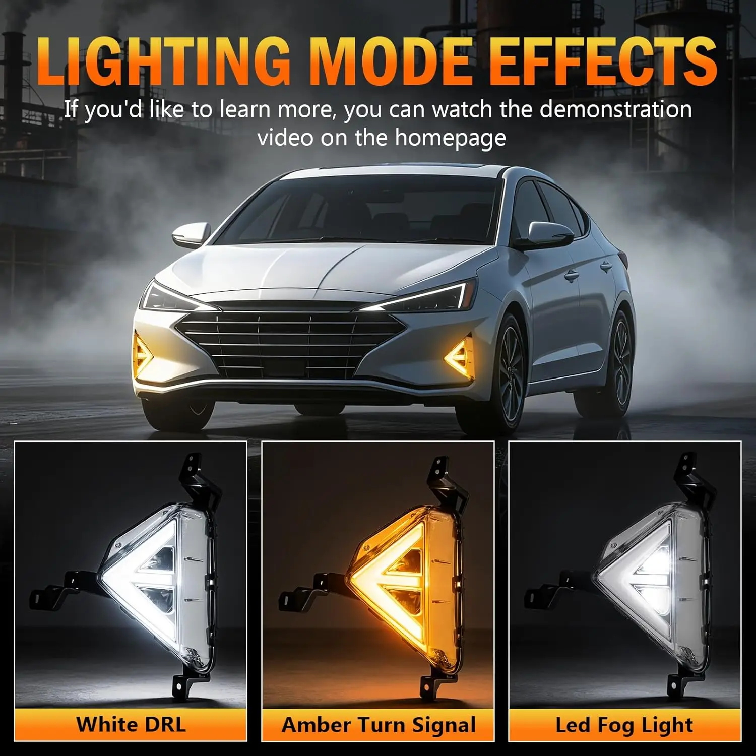 LED Fog Lights For Hyundai Elantra 2019 2020 LED DRL Light Fog Lamp Assembly Amber Turn Signal Lights with DRL Wiring Harness