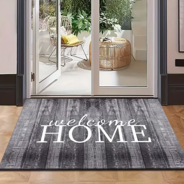 Alfombra de Bienvenida con Diseño Rectangular para Entrada, Alfombra Antideslizante para Interiores y Exteriores, Decoración para el Hogar y Exteriores