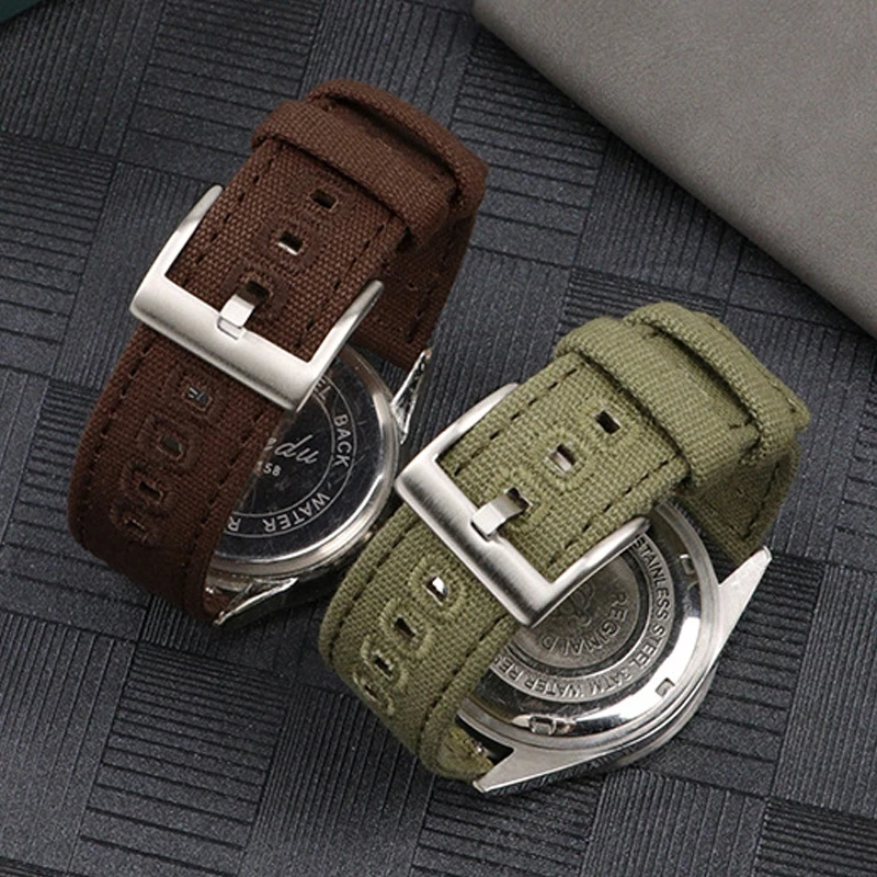 Braided Canvas Watch Band for Samsung Galaxy 3/4 40mm 44mm Classic 46/42mm Quick Release Bracelet for Huawei Strap18mm 20mm 22mm