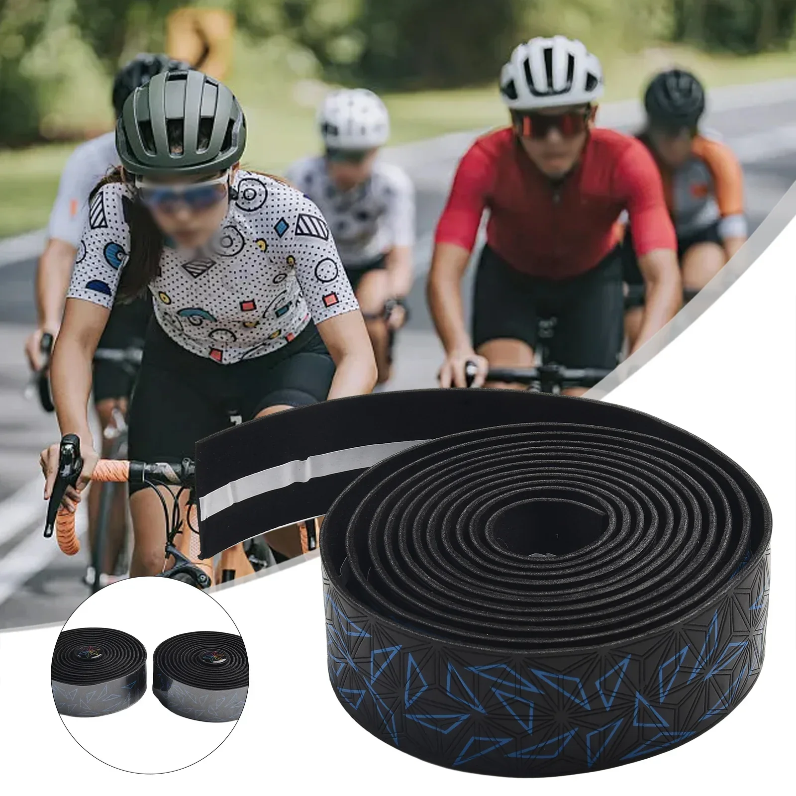 Anti-Slip Handlebar Tape PU Road Bike Shock Absorption Handle Bar Tape With Bar End Plugs For Bicycle Racket Cycling Tools