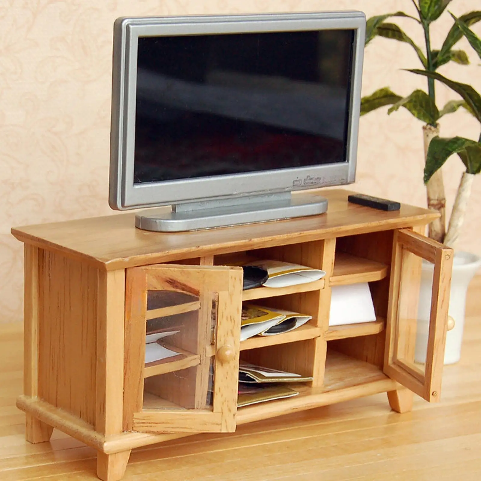 ミニチュアTVキャビネットモデル,ドールハウス,木製家具,ジオラマアクセサリー,装飾,リビングルーム,1:12
