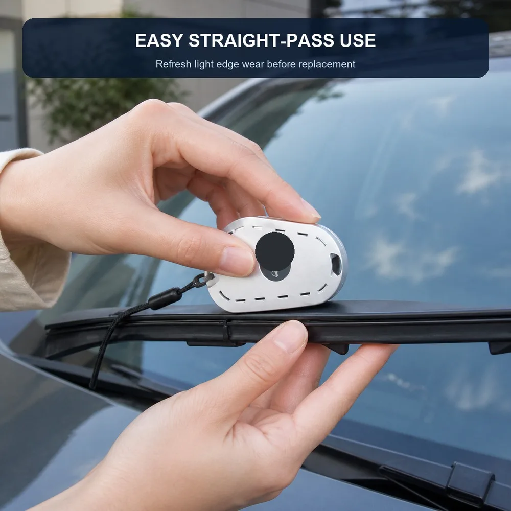Universal Windshield Wiper Blade Repair Tool Dual Grit Rubber Edge Restorer Compact ABS Handheld Sander with Lanyard