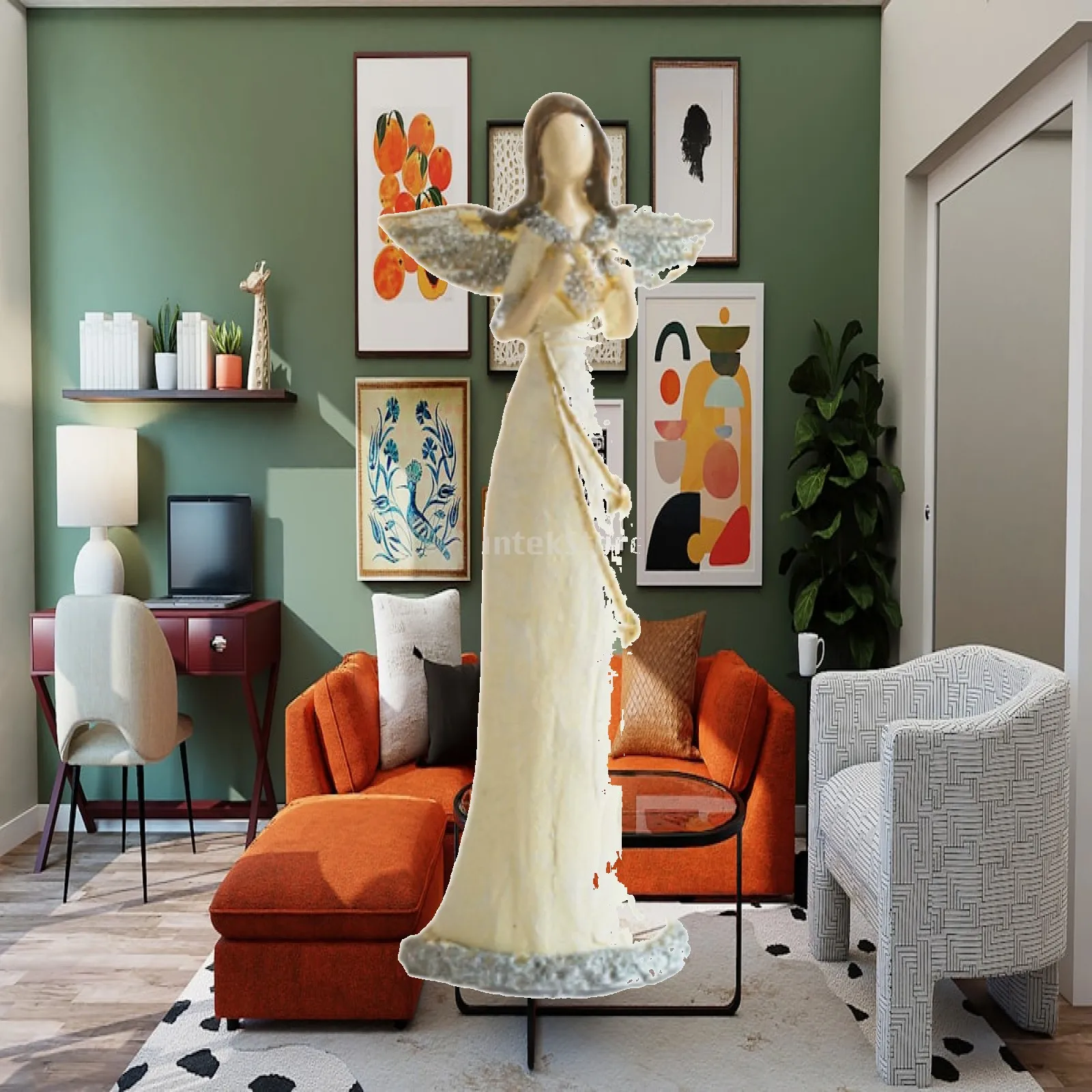 Angel Figurine Decorative Resin Creative Collectible Christmas Decoration for Bookshelf Centerpiece Bedroom Fireplace Cabinet