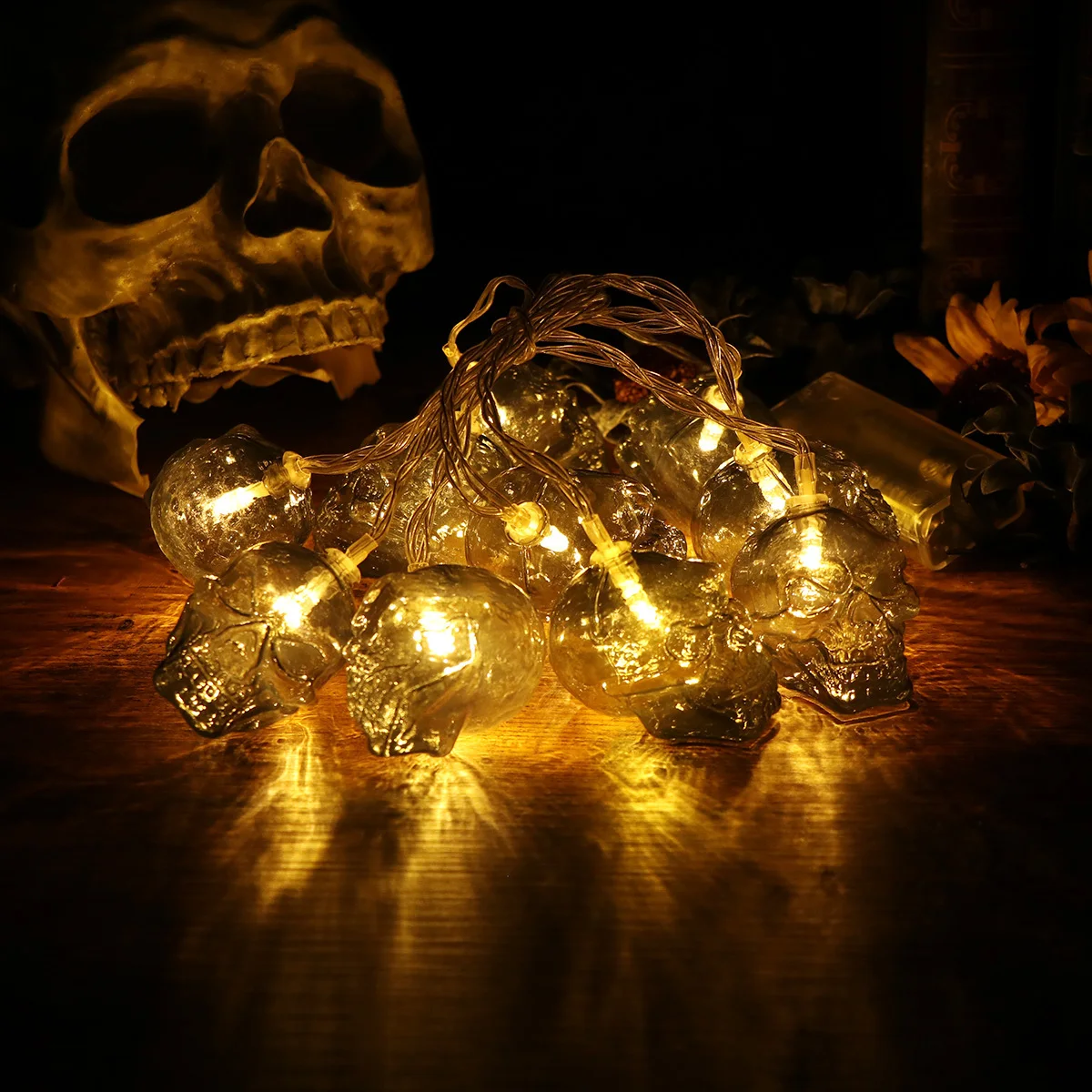 

1.5M Led Skull String Lights Fairy Twinkle Bulbs For Halloween Holiday Party Garden Patio Decoration Long