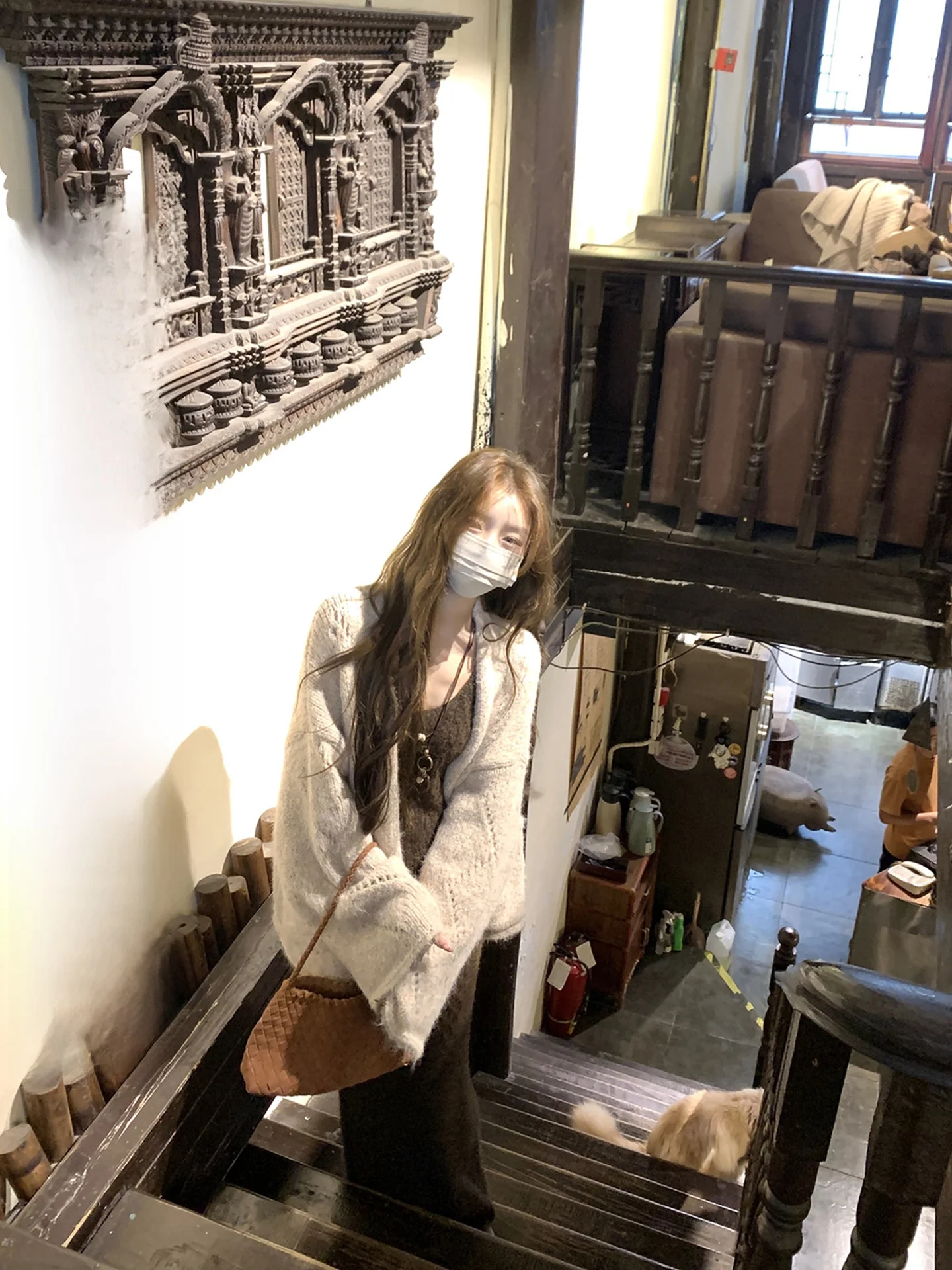 

XXIIUU Теплый вязаный кардиган из серии Fleece Cloud Weave, женский свободный кардиган с длинными рукавами, мягкий корейский стиль, стандартный крой