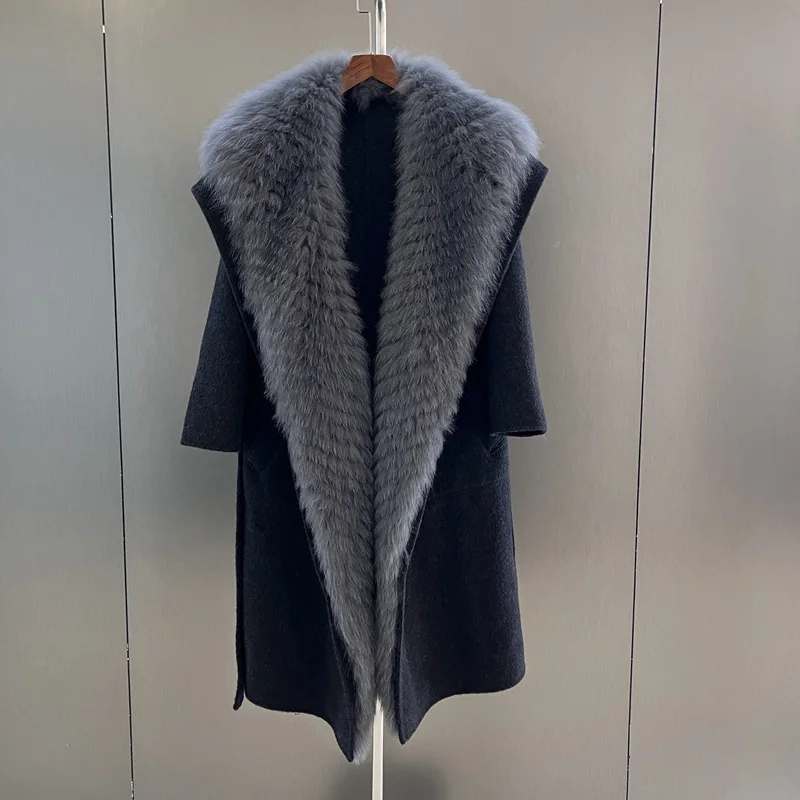 เสื้อโค้ทขนสัตว์เทียมแบบสองด้าน รุ่นใหม่สำหรับฤดูหนาว แบรนด์ดัง สำหรับผู้หญิง ทรงยาว  10 ชิ้น/ถุง