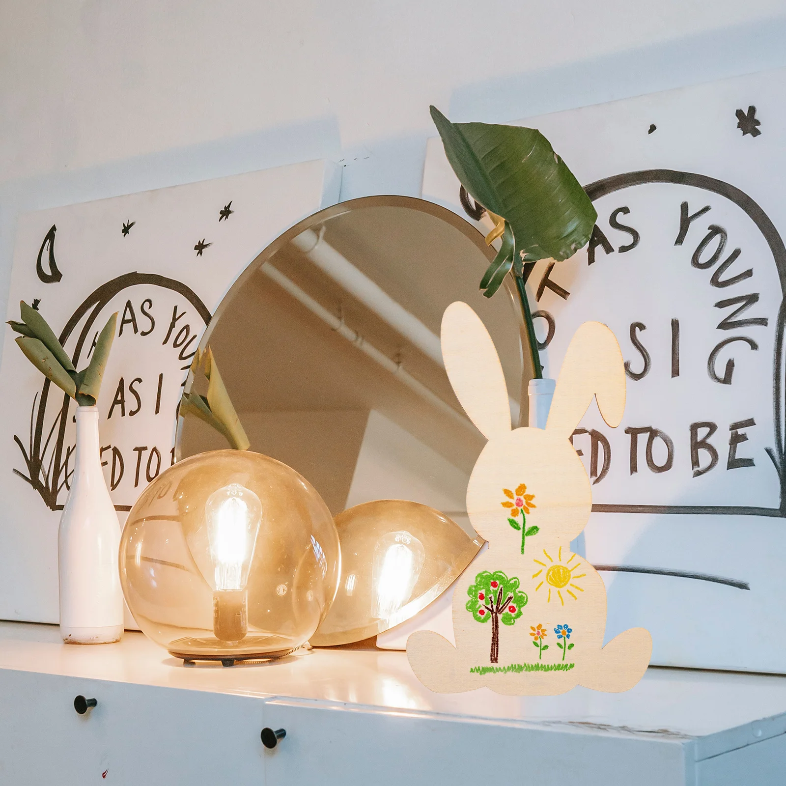 

10Pcs Easter Cutouts Natural Wooden Slices Blank DIY Painting Crafts Holiday Party Decorations Wooden Chips