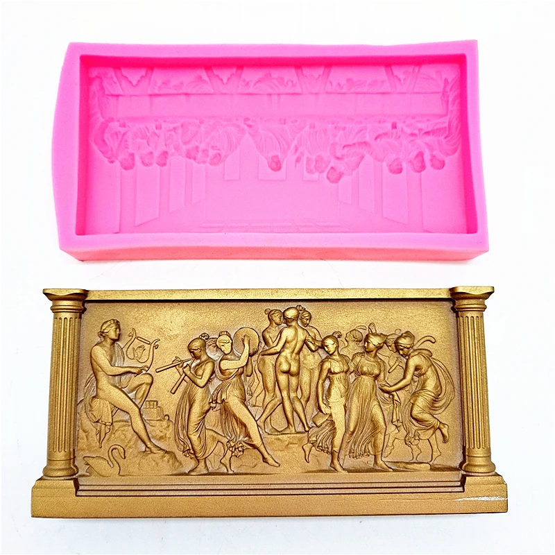 Fan Yong Four Muse Goddess Relief Silicone Mold DIY Can Be Used To Make Gypsum Resin Concrete Home Decoration Ornaments