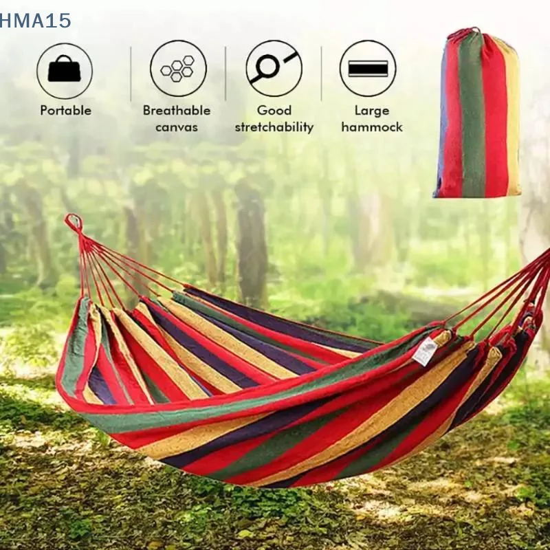 【YA】1세트, 야외용 캔버스 캠핑 해먹, 전복 방지 - Outdoor Camping Hammock 리뷰 및 가격