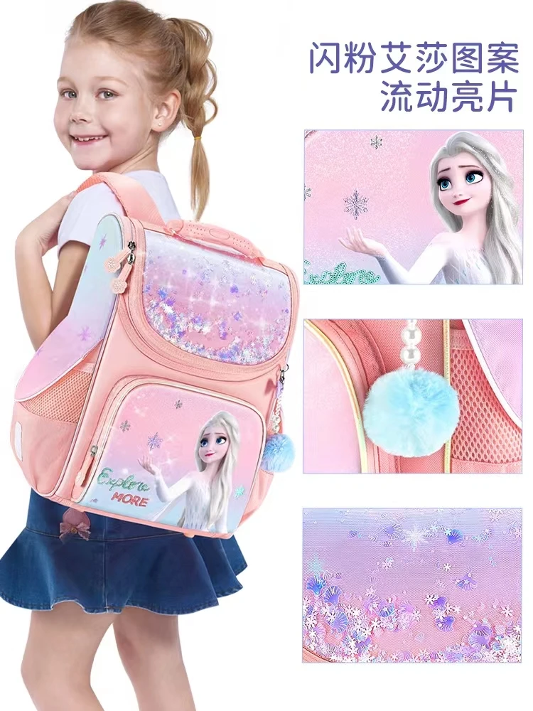 2022 Disney New Frozen Trường Túi Cho Cô Gái Elsa Anna Tiểu Vai Sinh Viên Chỉnh Hình Ba Lô Ánh Sáng Công Suất Lớn Mochila