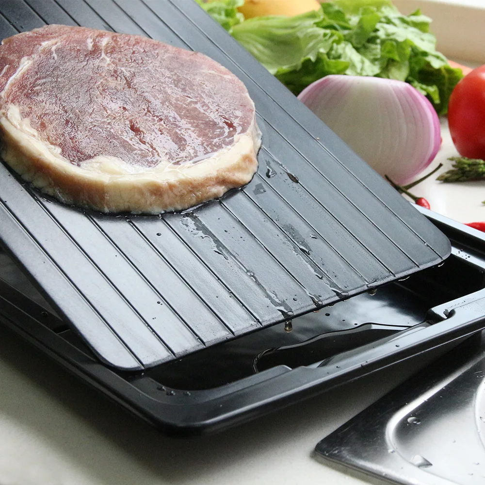 Defrosting Tray with Drip Tray Box Fast Thaw Frozen Meat Fish Sea Food Kitchen Gadget Tool Defrost Tray Kitchen Gadgets