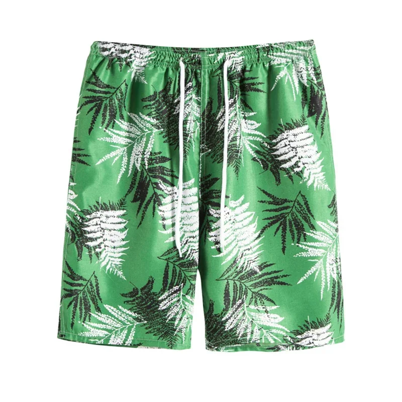 Popular Tropical Plants Beach Shorts For Men Summer Hawaiian 3D Print Leaf Swim Trunks Quick Dry Surf Board Shorts Clothes