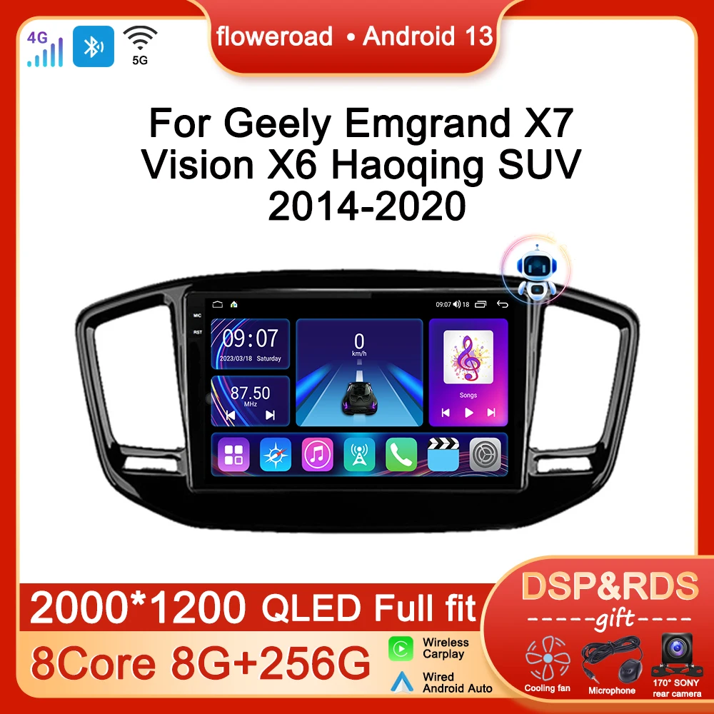 

Android Car Radio For Geely Emgrand X7 Vision X6 Haoqing SUV 2014 2015 2016 -2020 Multimedia Player Navigation GPS Apple Carplay