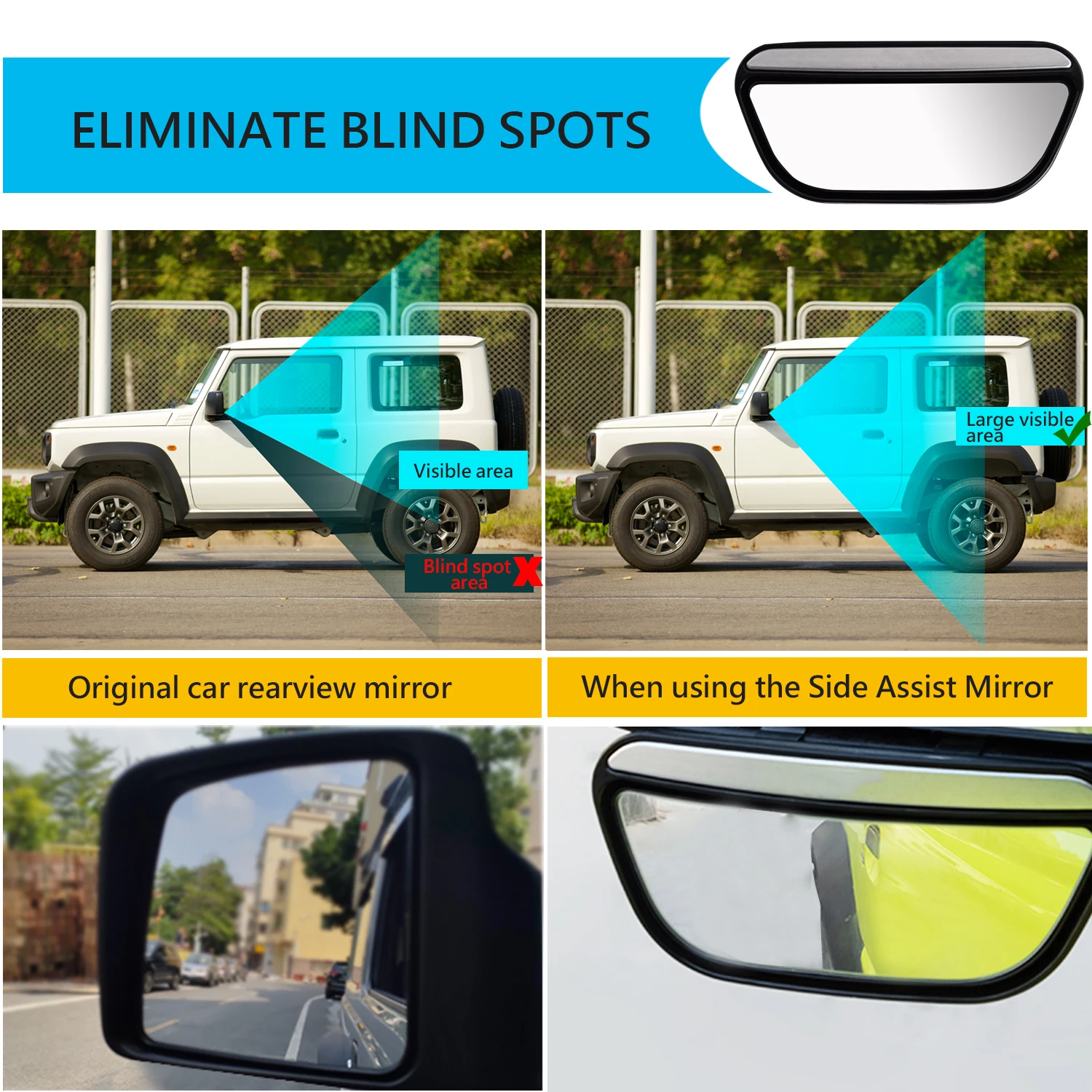 Car Rearview Mirror View Auxiliary Blind Spot Mirror Wide Angle Side Rear Mirrors For Suzuki Jimny 2019 2020 Accessories